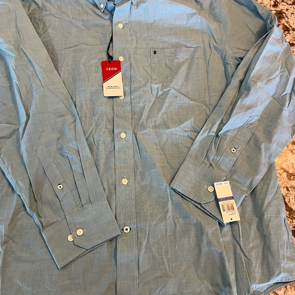 2 NEW XL Izod Mens Button Shirts Blue Stretch Sport Flex Long Sleeve Heritage - Picture 8 of 15